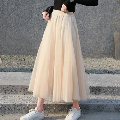 £7.55 • Buy Ladies High WaistRuffel Mesh TUTU Skirt 3 Layers Fancy Net Tulle Pleated Dress