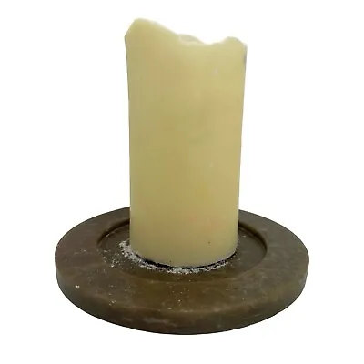 Colonial Candle Steatite Soapstone Pillar Holder Candle Base  4.5” Marble Look • $15.74