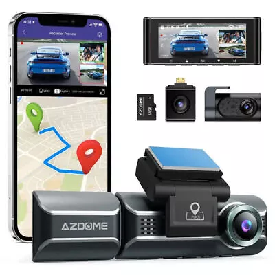 AZDOME 4K+1080P+1080P 3Channel Dash Cam 3.19 IPS 5GHz WiFi GPS Dual Parking Mode • $161.99