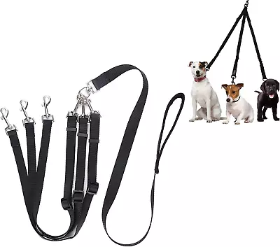 3 Dog Lead Detachable 3 Way Dog Leash Dog Lead Splitter Pet Triple Lead Coupler • £17.32