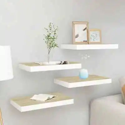 Floating Wall Shelves Display Shelf Mounted - 7 Sizes White Black Grey Oak • £19.95