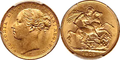 Australia 1879-M Victoria Gold Sovereign PCGS MS-62 Scarce In Mint State!! • $1175
