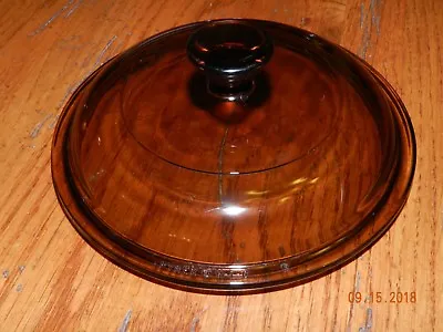Pyrex Corning Vision Sauce Pan Amber Glass 6  Lid V-1-C USA • $7.99