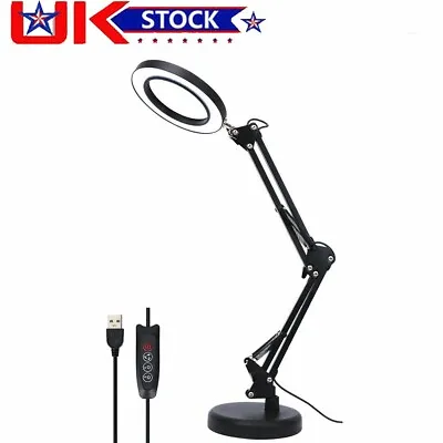 Beauty Glass With Magnifying Light Magnifier Lamp  LED Lamp Desk 10X Stand • £15.49