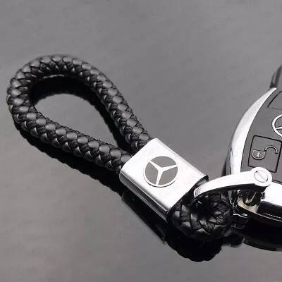 Mercedes-benz Logo Car Keychain Weave Bv Style Leather Emblem Keychain Ring • $9.99