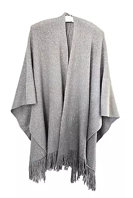 Marks And Spencer Grey Metallic Knit Pashmina Poncho Shawl One Size • £17.99