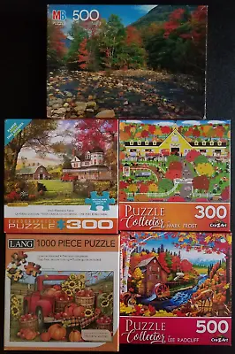 Lot Of 5 Puzzles 300/500/1000 Piece - Autumn - Lang CraZArt MB Eurographics • $22.95