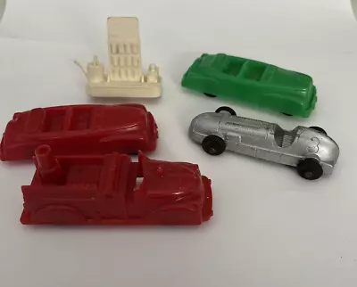 Vintage Lot Toy Plastic Cars Fire Truck Race Car Gas Station Display Manoil • $17