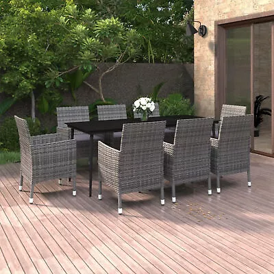 Tidyard 9 Piece  Dining Set Glass Tabletop Table And 8 Garden Chairs With  V9G1 • $1173.35