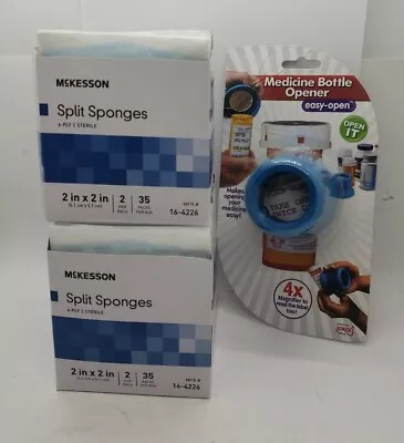 Lot Of (2) 35 McKesson 2 X 2 Split Sterile Sponges And Medicine Bottle Opener • $23.99