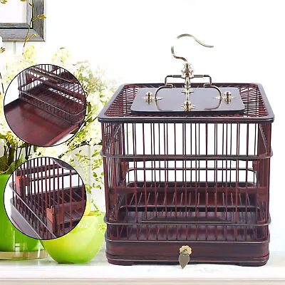 Vintage Retro Bird Cage Wooden Aviary House Birdcage Parrot Macaw With Stand New • $38.95