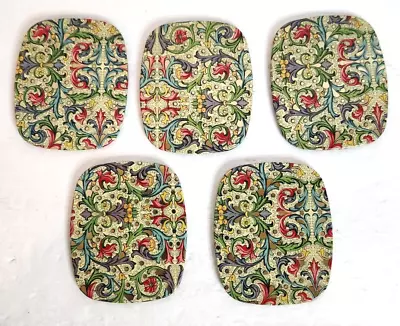 Vintage Elite Metal Coasters Made In England Floral Design Set Of 5 W/ Case • $9.99