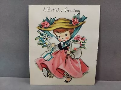 Vintage Birthday Card 1950s Well Dressed Girl Scattered Greetings Used Hallmark • $3.75