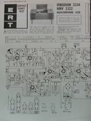 Ferguson All Transistor Radiogram Model 3334 HMV 3322 Marconiphone 4310 Service  • $12.45