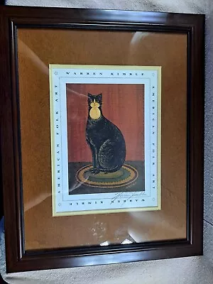 SIGNED In Pencil! Matted Warren Kimble Cat Print Framed 16x 12¾ RARE • $69