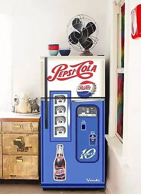 Pepsi Cola Vending Machine Decal Fridge Peel & Stick Soda Drink Vinyl Wrap • $168