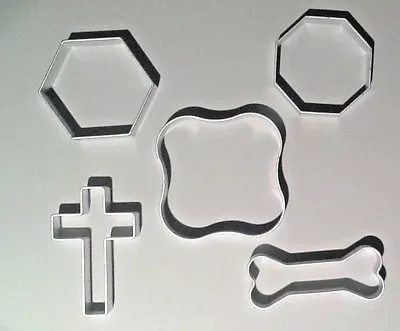 £3.95 • Buy 5 Shape Cutters Hexagon Octagon Pillow Cross Bone Seamless Biscuit Cake Cookies