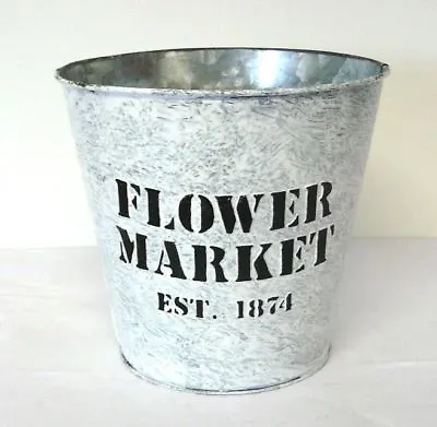 Flower Market Garden Metal Tin Plant Flower Planter Pot Vintage Galvanised Decor • £5.79