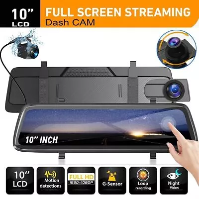 1080P Dash Camera 10  Front Rear View Cam Car DVR Tail Reversing Mirror Recorder • $58.86