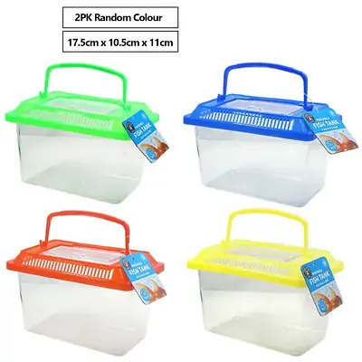 2 X Portable Handheld Plastic Fish Tank Critter Insects Reptile Goldfish Cages • $19.95