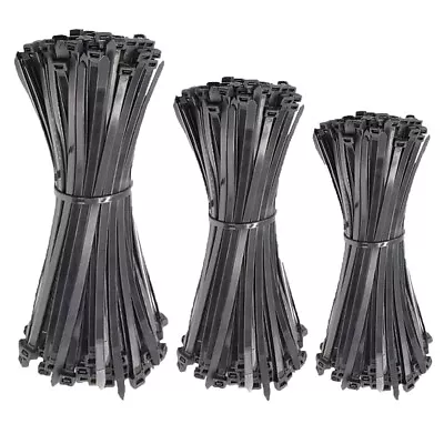 200 Pack - Black Assorted Cable Ties Nylon Plastic Zip Tie Wraps • £4.89