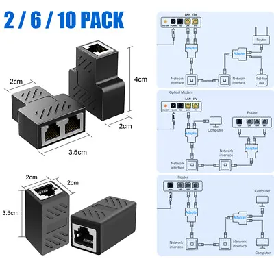6/10 PACK RJ45 Coupler Ethernet Cable Extender Adapter For Cat7 Cat6 Cat5 Cat5e • $12.99