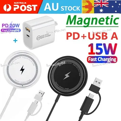 Magsafe 15W Magnetic Wireless Charger PD 20W Adapter For IPhone 12 13 14 Pro Max • $15.19