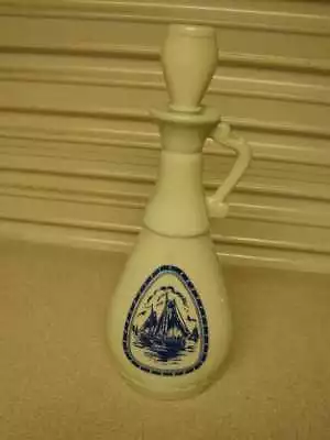 Vintage Jim Beam Blue Decanter Bottle Windmill & Sailboat Nautical D-334 • $27.35