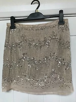 £7.99 • Buy H&M Women's Embellished Mini Pencil Skirt, Beige/Silver, Size US 10, Waist 30 