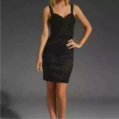 Z Spoke Zac Posen Black Pintuck Pleat Bodice Taffeta Sheath Dress Size 4/S • $125