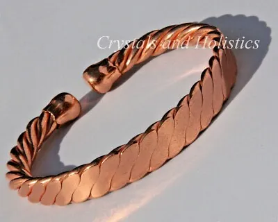 MAGNETIC Solid Copper Mans FLATTENED ROPE Bracelet Arthritis M23 + Gift Options • £14.99