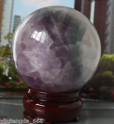 60MM + Stand Glow In The Dark Natural Purple Fluorite Magic Crystal Healing Ball • $19.73