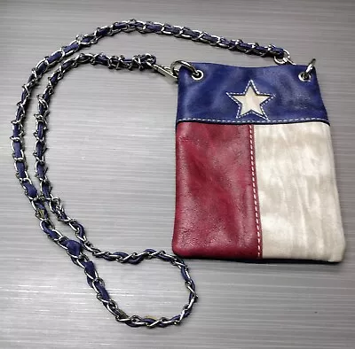 Texas Star Red White & Blue P & G Crossbody Purse Cell Phone Pocket Gently Used • $10.50