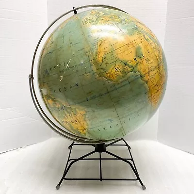 Vintage AJ Nystrom 1960s World Globe Double Axis MCM Pictorial Relief 16  Barton • $109.99