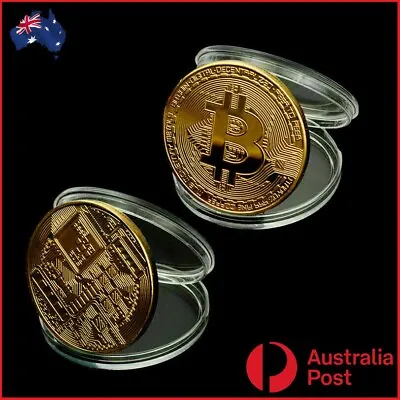 $9.90 • Buy 2 X Bitcoin Coin [3mm Thick] BTC Gold Plated Physical Metal Case Cryptocurrency