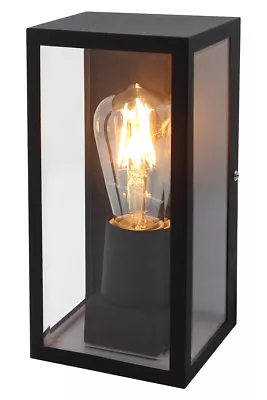 £25.99 • Buy Rectangular Glass Outdoor Wall Light Black Metal Garden Wall Lamp ZLC084B