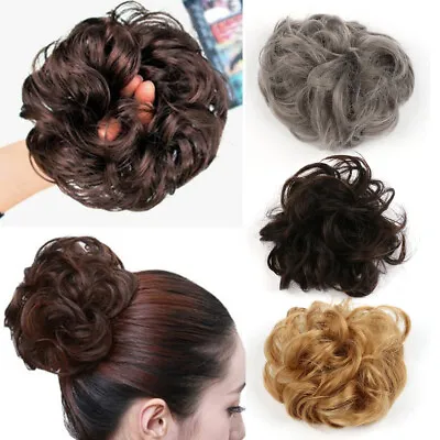 £3.34 • Buy Ladies Curly Messy Hair Bun Piece Scrunchie Thick Natural Bobble Updo Extension