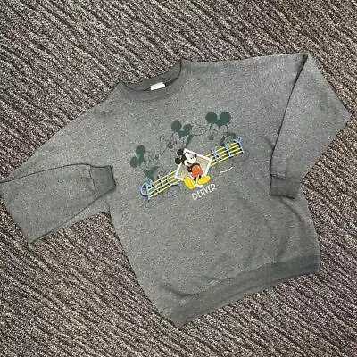 Vintage Disney Sweatshirt Mickey Mouse Central Spell Out & Character In Green • £10