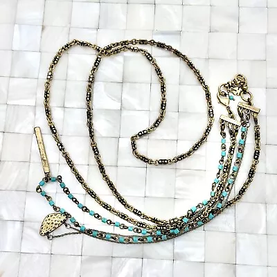 Lucky Brand Layered Chain Beaded Statement Necklace The Vintage Strand Lot #3337 • $10.49