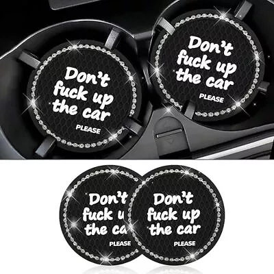 2x Car Parts Auto Black Bling Rhinestone Cup Holder Anti-Slip Insert Coaster Pad • $8.76