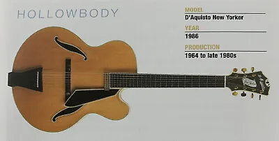 1986 D'Aquisto New Yorker Hollowbody Guitar Fridge Magnet 5.25 X2.75  NEW • $4.15