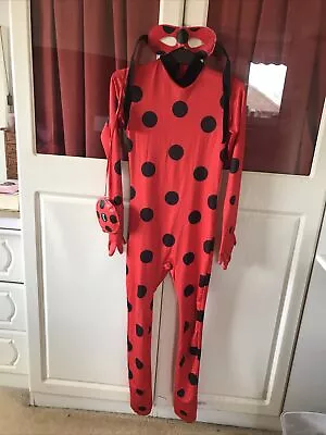 Childs Ladybird Costume Full Body Suit Kids Girls Dress Up Outfit Age 10-11 • £1.04