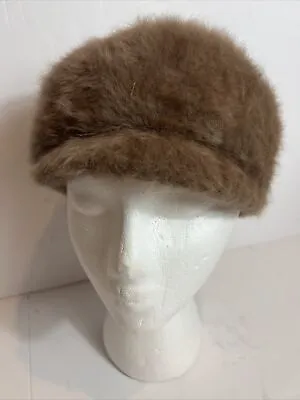 MARZI X NEIMAN MARCUS Brown Rabbit Fur Beret Made In Italy Womens I • $28.50