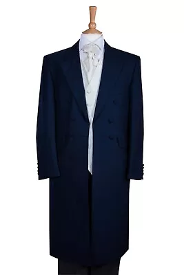 Navy Blue Wedding Frockcoat Jacket Victorian Edwardian Fancy Dress Wool Ex Hire • $67.92