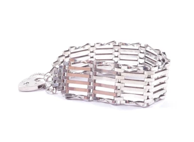 Vintage Gate Bracelet Sterling Silver 6 Bar Large 1980 Hallmarked 24g • £50
