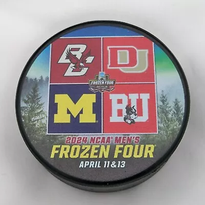 2024 Frozen Four 4 Logo Hockey Puck Boston U Denver Boston College Michigan NCAA • $12.99