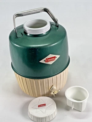 $19.99 • Buy Vintage Coleman 2 Gallon Green White Water Cooler Jug Dispenser W/ Lid Diamond