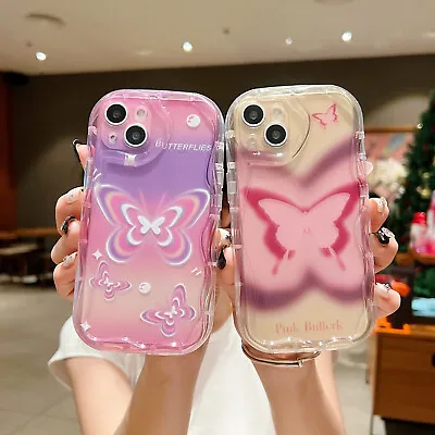 For IPhone Samsung Xiaomi Hot Clear Butterfly Cute Cream Phone Case Cover Back • $4.26