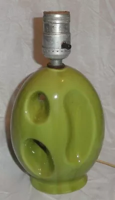 Vintage Table Lamp Chartreuse Green Ceramic Mid Century Abstract 9.25  • $25