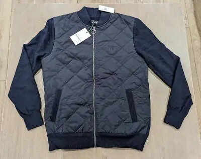 $230 Mens Barbour Essential Box Quilt Zip Front Jacket Navy 2XL • $112.49